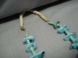 Opulent Vintage Native American Navajo Squawstyle Turquoise Nugget Necklace Old-Nativo Arts