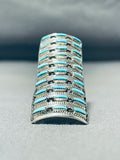 One Of The Tallest Vintage Native American Turquoise Sterling Silver Ring-Nativo Arts