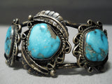 Opulent Vintage Native American Navajo Blue Diamond Turquoise Sterling Silver Bracelet Old-Nativo Arts