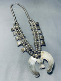 Very Rare Vintage Native American Navajo Amber Sterling Silver Squash Blossom Necklace-Nativo Arts