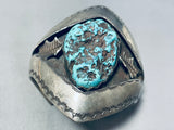 Mens Signed Museum Quality Vintage Native American Navajo Turquoise Sterling Silver Bracelet-Nativo Arts