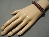Native American Important Leo Feeney Coral Sterling Silver Bracelet Cuff Old-Nativo Arts