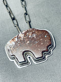 Marv Pinto Vintage Native American Navajo Buffalo Sterling Silver Necklace Old-Nativo Arts