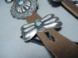 Detailed Vintage Native American Navajo Turquoise Sam Sterling Silver Concho Belt Old-Nativo Arts