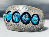 Tremendous Vintage Native American Navajo Morenci Turquoise Sterling Silver Bracelet Signed-Nativo Arts