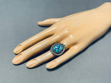 Signed Vintage Native American Navajo Turquoise Sterling Silver Ring Old-Nativo Arts