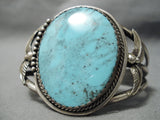 One Of The Best Vintage Native American Navajo Blue Diamond Turquoise Sterling Silver Bracelet-Nativo Arts