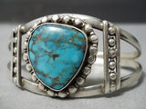 Incredible Vintage Native American Navajo Vivid Spiderweb Turquoise Sterling Silver Bracelet-Nativo Arts