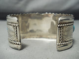 Wave Expert Vintage Native American Navajo Morenci Turquoise Sterling Silver Bracelet Old-Nativo Arts