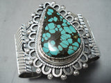 One Of The Best Vintage Native American Navajo Verdy Jake Turquoise Sterling Silver Bracelet-Nativo Arts