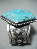 Colossal Native American Navajo Pilot Mountain Turquoise Sterling Silver Bracelet-Nativo Arts