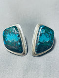 Dynamic Vintage Native American Navajo Tommy Jackson Turquoise Sterling Silver Earrings-Nativo Arts