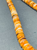 Native American Traditional Vintage Santo Domingo Spiny Oyster Sterling Silver Necklace-Nativo Arts