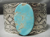 Huge Native American Navajo #8 Turquoise Sterling Silver Bracelet-Nativo Arts