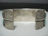 Intricate Vintage Native American Navajo Needle Turquoise Sterling Silver Bracelet-Nativo Arts