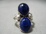 Important Vintage Navajo Lapis Sterling Silver Ring Old Native American-Nativo Arts