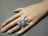 Detailed Navajo Royston Sterling Silver Toad Ring Native American-Nativo Arts