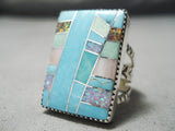 Unique Modern Navajo Turquoise Opal Sterling Silver Ring Native American-Nativo Arts