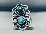 Superb Vintage Native American Navajo Pilot Mountain Cerrillos Turquoise Sterling Silver Ring-Nativo Arts