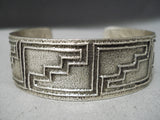 Interesting Vintage Santo Domingo Sterling Silver Bracelet Native American Old-Nativo Arts