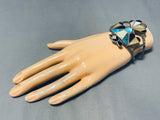 Woman Thunderbird Vintage Native American Zuni Turquoise Sterling Silver Bracelet Old-Nativo Arts