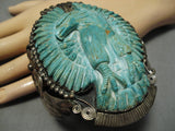 Best Vintage Native American Navajo Turquoise Eagle Fetish Sterling Silver Bracelet Old-Nativo Arts
