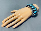 Breathtaking Vintage Native American Navajo 10 Morenci Turquoise Huge Sterling Silver Bracelet-Nativo Arts