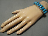 Important Vintage Native American Navajo Guild Sky Blue Turquoise Sterling Silver Bracelet Old-Nativo Arts