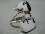 Impressive Vintage Zuni Native American Sitting Puppies Sterling Silver Ring-Nativo Arts