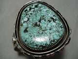 One Of The Largest Green Turquoise Vintage Native American Navajo Sterling Silver Bracelet Old-Nativo Arts