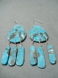Striking Santo Domingo Turquoise Sterling Silver Earrings Native American-Nativo Arts