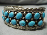 Quality Dan Sandoval Vintage Native American Navajo Sky Blue Turquoise Sterling Silver Bracelet-Nativo Arts