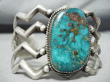 Very Rare Vintage Native American Navajo Green Bisbee Turquoise Sterling Silver Bracelet-Nativo Arts