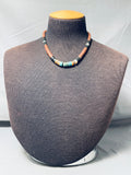 Native American Unique Vintage Santo Domingo Turquoise Pipestone Sterling Silver Necklace-Nativo Arts
