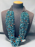 Important Whitegoat Vintage Native American Navajo Turquoise Heishi Necklace-Nativo Arts
