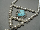 Important Godber Turquoise Vintage Native American Navajo Sterling Silver Necklace-Nativo Arts