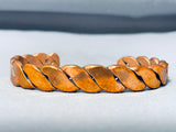 Heavy Thicker Hand Tooled Vintage Native American Navajo Signed Copper Bracelet-Nativo Arts