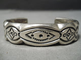 Best Hand Tooled Vintage Native American Navajo Oscar Alexius Sterling Silver Heavy Bracelet-Nativo Arts