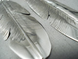 One Of The Longest Native American Navajo Sterling Silver Feather Earrings-Nativo Arts