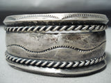 Incredible Vintage Native American Navajo Hand Tooled Sterling Silver Bracelet Old-Nativo Arts