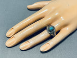 Early 1900's Vintage Native American Navajo Turquoise Coin Silver Ring-Nativo Arts