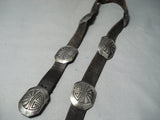 Intricate Vintage Hopi Native American Navajo Sterling Silver Geomtric Concho Belt Old-Nativo Arts