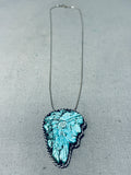Hand Carved Vintage Native American Navajo Chief Sterling Silver Necklace Old-Nativo Arts