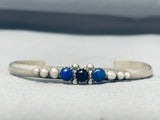 Elegant Vintage Native American Navajo Lapis Jet Sterling Silver Bracelet-Nativo Arts