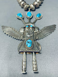 5 Inch Vintage Native American Navajo Turquoise Kachina Sterling Silver Necklace-Nativo Arts