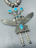 5 Inch Vintage Native American Navajo Turquoise Kachina Sterling Silver Necklace-Nativo Arts