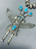 5 Inch Vintage Native American Navajo Turquoise Kachina Sterling Silver Necklace-Nativo Arts