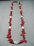 Breathtaking Navajo Native American Corals Freshwater Pearls Necklace-Nativo Arts