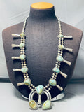 Dazzling Vintage Native American Navajo Roystn Turquoise Sterling Silver Squash Blossom Necklace-Nativo Arts