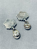 Important Arviso Vintage Native American Navajo Green Turquoise Sterling Silver Earrings-Nativo Arts